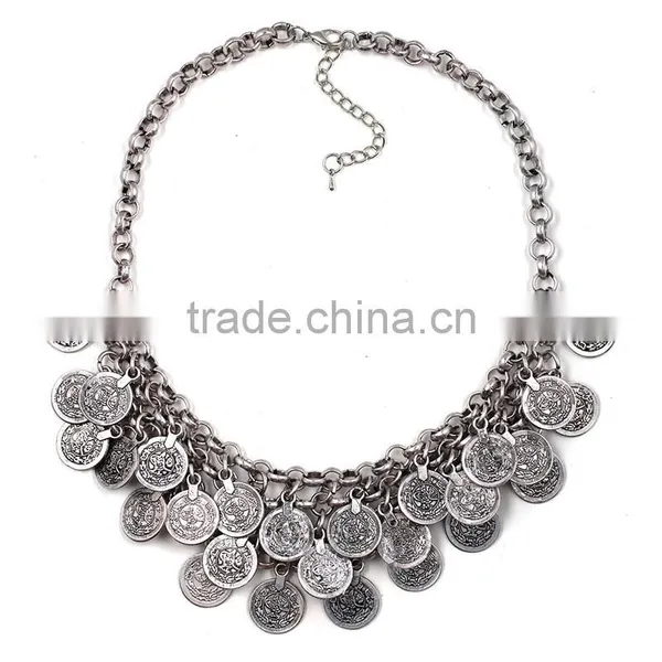 Classic Coin Pendant Silver Color Necklace Jewelry for Unisex Adults photo-2
