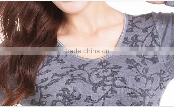 Custom 2014 New Winter Women's Modal Slim Sheath Long Johns Ladies Seamless Thermal Underwear O-neck Low Collar Top+pant Shapewe photo-6