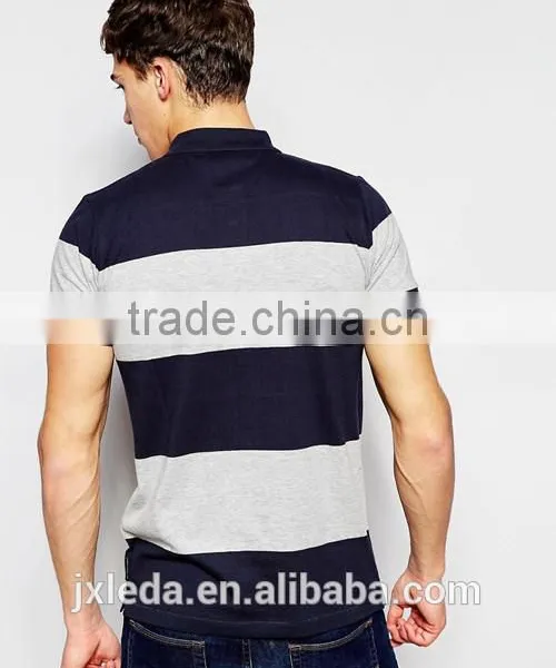 Factory Wholesale 100% Cotton Jersey Wide Stripe Men Polo Shirt Custom Your Own Logo photo-2