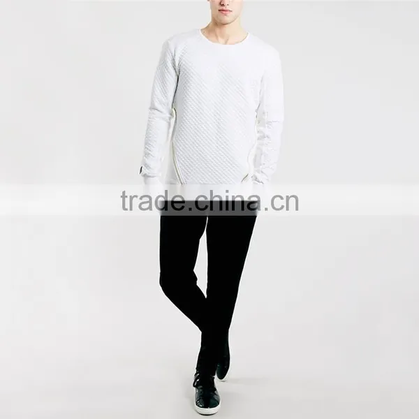 Fashion Mens Sweatshirt Blank White Side Zipper Sweatshirt Blank Two Sided Zipper photo-3