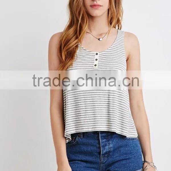 Summer U Neck Henley Sexy Girl Tank Top