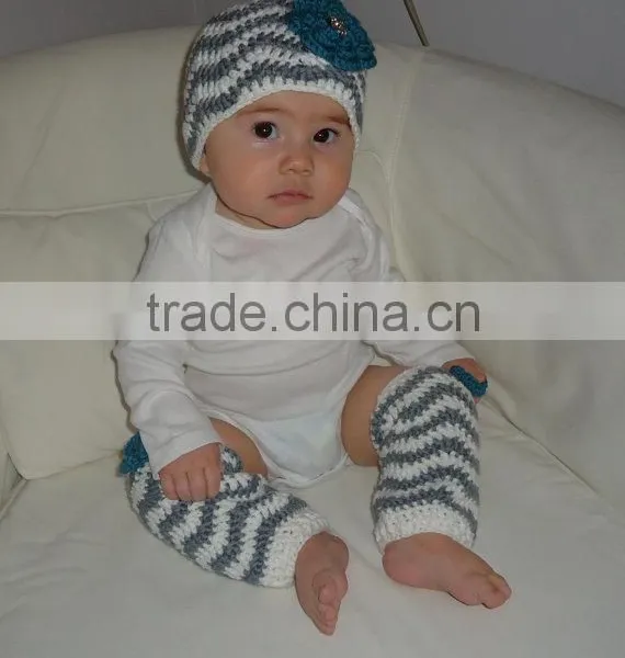 Newborn Toddlers Winter Clothes Floral Pattern Knitted Hats With Leg Warmer Outfits For Baby photo-3