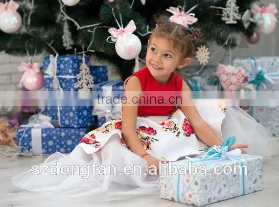 Red Floral Print Mother And Daughter Family Look Maxi Size Baby Tutu Dress Long Dress photo-4