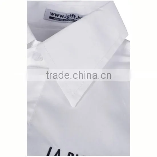Wrinkle Free CVC Fabric Custom Designer Logo Printing for Men White Short Sleeve Shirt photo-5