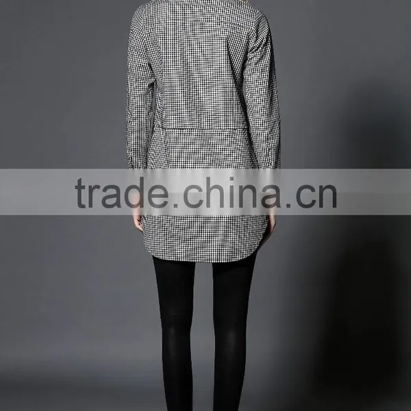 2017 New Design Simple Lattice Blouse OEM Service Guangzhou Cheap Wholesale photo-5