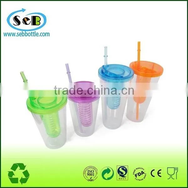 Bpa Free 16oz Double Wall Fruit Infuser Water Tumble With Straw photo-5