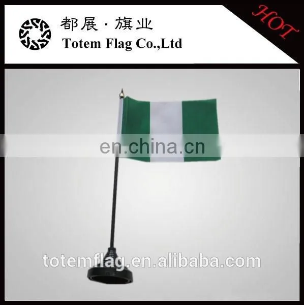 Nigeria Table Flag With Plastic Base