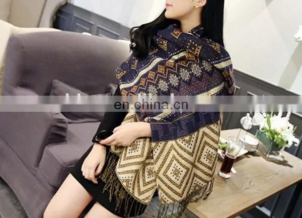 Ton Tone Pattern Black Tassels Texture Scarves Women Grid Tartan Fashion Neck Warmer photo-4