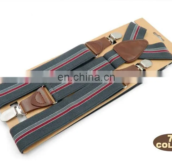 2017 Yiwu Longkang Strong High-end Elastic Striped Ribbons 3 Clips Mens Work Suspenders photo-3