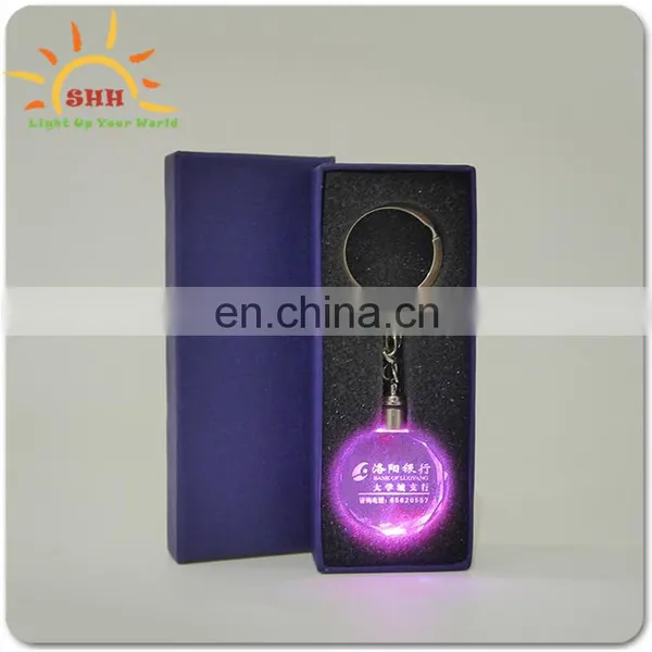 Custom Logo Gift Souvenirs Novelty Led Light up Crystal Keychain With Factory Price OEM Service photo-5
