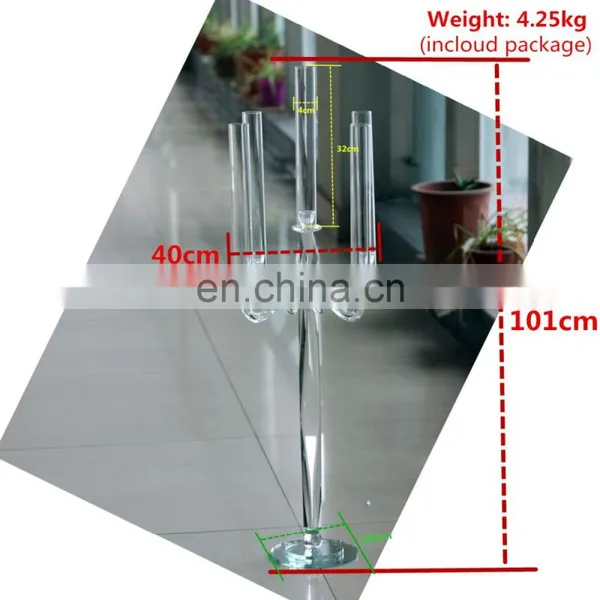 Set of Crystal Candle Holders 5 Arms Glass Candle Flame Protectors Candlestick photo-6