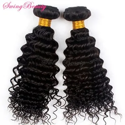 Natural Remy Human Hair Weaving Bundles Deep Curly Hair Extensions photo-3