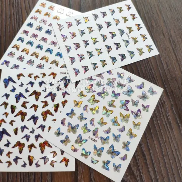 Butterfly Nail Sticker Fantasy Laser Color Butterfly Nail Decal Designs Manicure Nail Decoration Tool photo-4