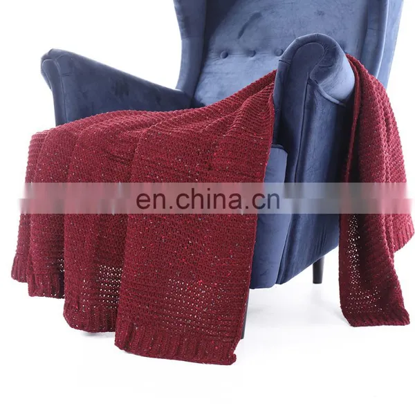 Hot Selling Knit Throw Red Blanket Home Decorative Chenille Blanket 50 x 60 Inch photo-6