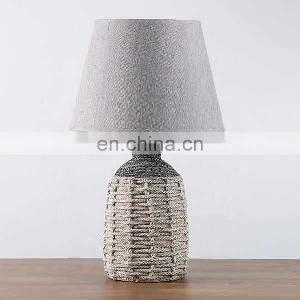 European Style Rope Pattern Cement Table Lamp for Indoor Room photo-2