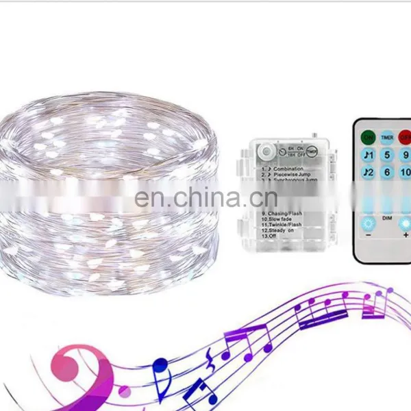 IP65 2020 Amazon USB Battery Box New Fairy Music Christmas LED Copper Holiday String Lights With Remote Control photo-2