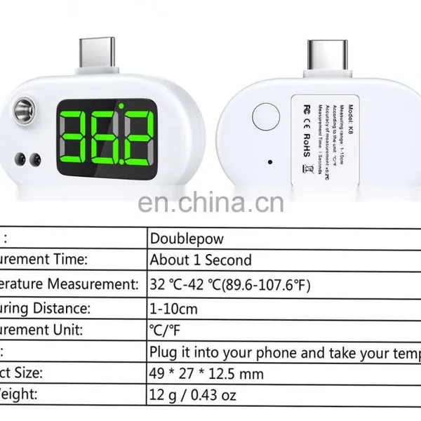 New Design Mobile Phone USB Smart Infrared Forehead Thermomete for Sale photo-5