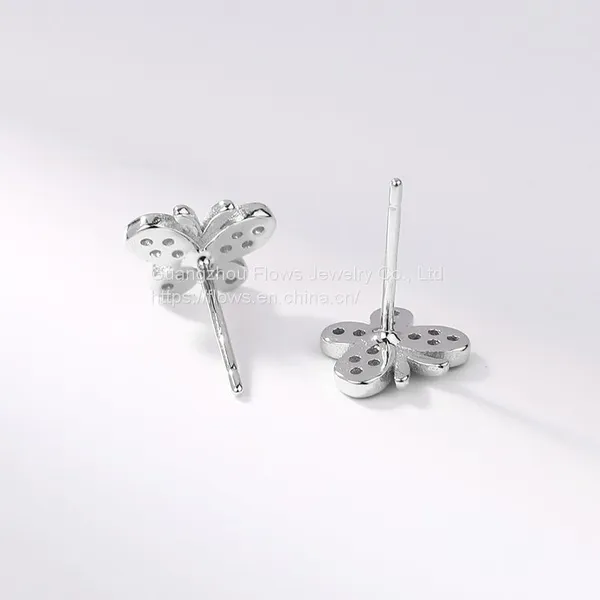 925 Sterling Silver Butterfly Inlaid Zircon Earrings Women's Sweet and Simple Earrings Autumn and Winter New Fashion Earrings photo-3