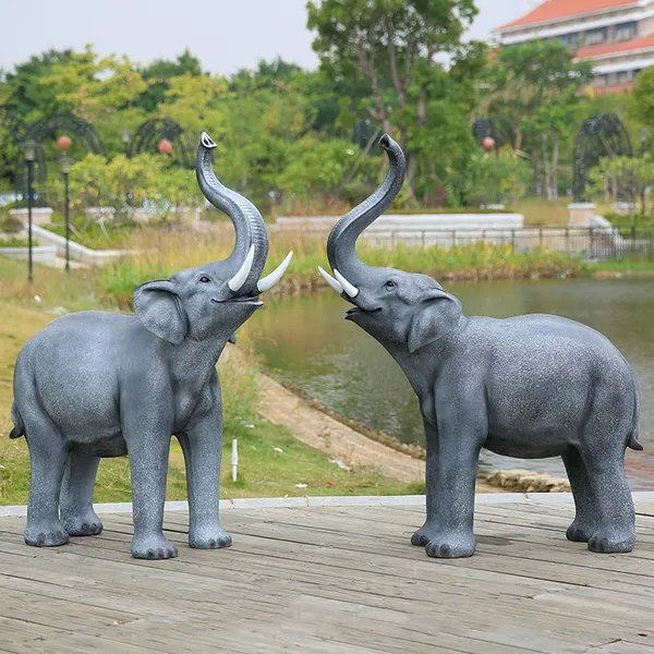 Elephant Large Sculpture Life Size Fiberglass Elephant Fiberglass Life Size Animal Statues photo-2