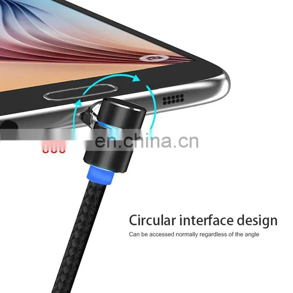 3 In 1 Multi Port Elbow L Shape Nylon Braided 2M Magnetic Charging Cable Lighting/Type C/Android Data Cable photo-5
