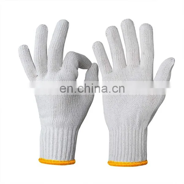 Custom Logo Industrial Grip Knit Durable Safety Labour Protection Working White Cotton Gloves For Gardening photo-3