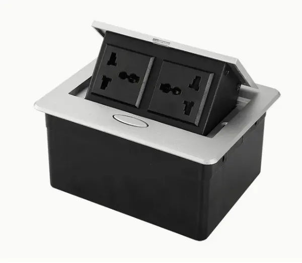 Power Strip Surge Protector Socket, dual Outlets and 2 USB Ports, Overload Protection, Hidden Built-in Bedside Table, Desk. Black