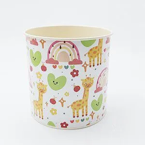 Printed Floral Cartoon Metal Planter Pot, Cylindrical Iron Flower Bucket for Table Home Decoration photo-5