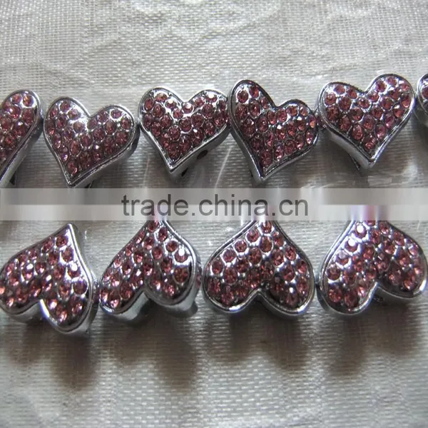 Produce Slide Diamond Hearts Wholesale Diamond Letter 10 mm Full Rhinestone Heart Charm photo-4