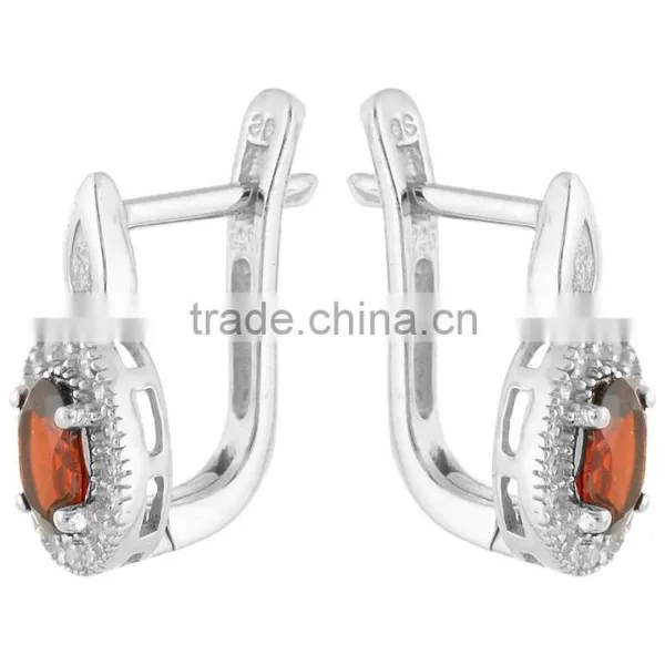 Natural Garnet Stone Fashion 925 Sterling Silver Ring Earring Set photo-5