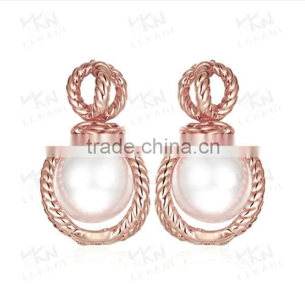 Hot Selling New Design Pave Setting 18K Gold Plated Fashion Drop Pearl Earring photo-3