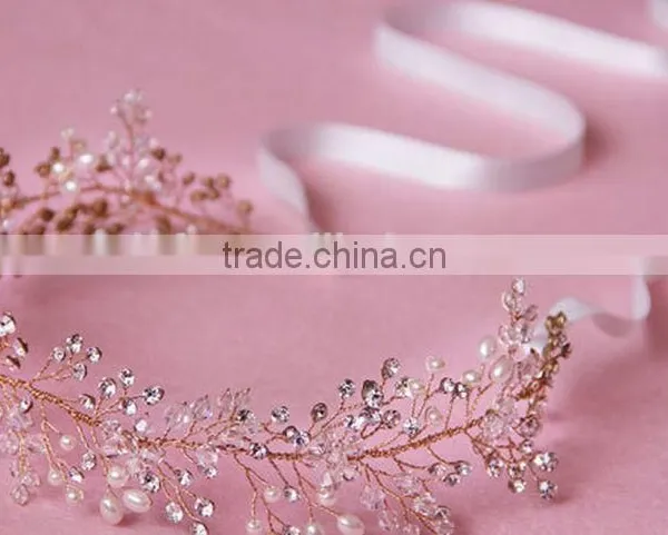 Luxury Handmade Rhinestone Pearl Hair Band New Brand Bridal Hair Accessories photo-6