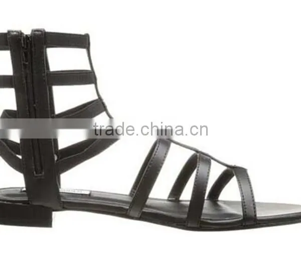 Wholesale Leather Shoes Ankle Sandal Boot Snake Print Cut Out Flat Sandal photo-4