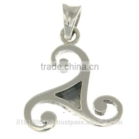 Triskele Triple Spiral Silver Pendant, Pn133 photo-2