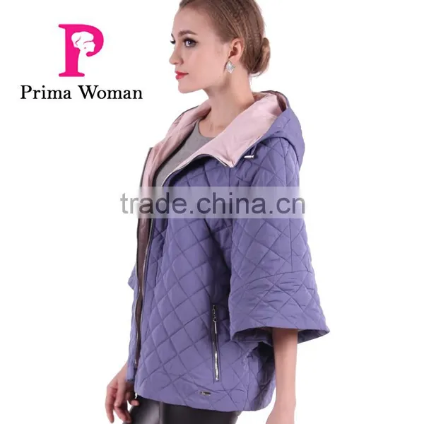 New Product 2016 Factory Price Polyester Cotton Fabric Spring Short Bat Coat Women With Hat photo-6