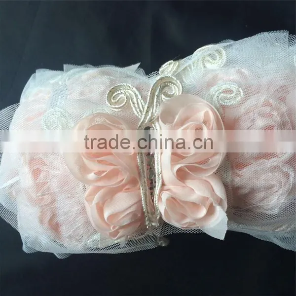 Shabby Chiffon 3X2.5" Butterfly w/ Sequin & Gold Trim Fabric Rose Spring Craft Supplies Baby Headband Flower Hair Bow Applique Quality Choice photo-3