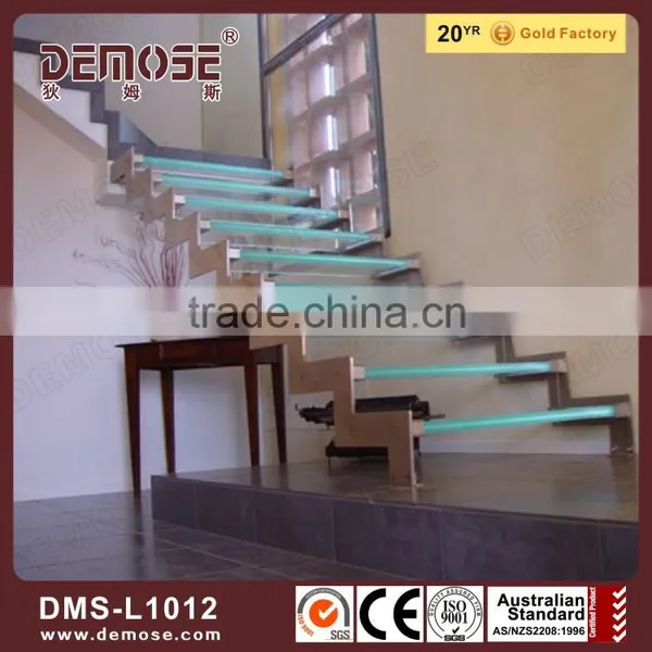 Led Outdoor Stairs Lighting Glass Railing Wood Stairs photo-2