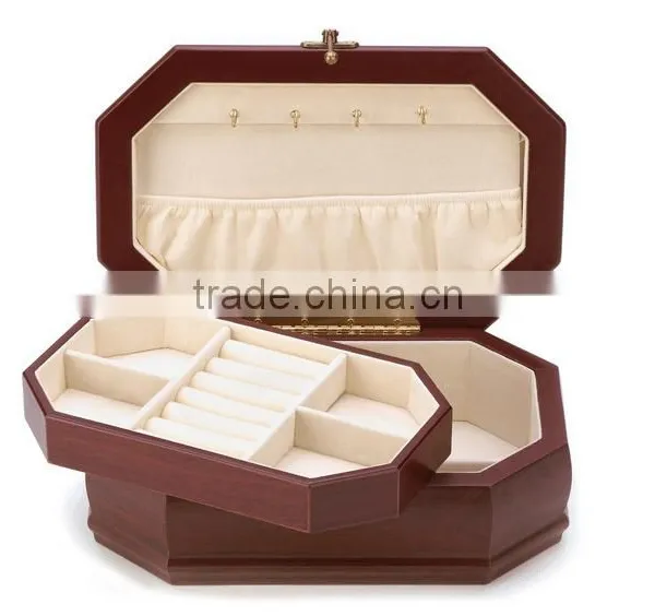 Luxury Two Slide Out Drawers Lacquer Wooden Jewelry Box