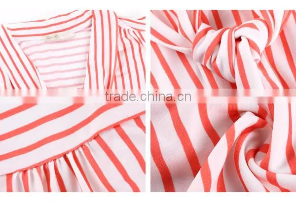 Lady Fashion Pink Striped Printed Tie Sleeveless Tops photo-6