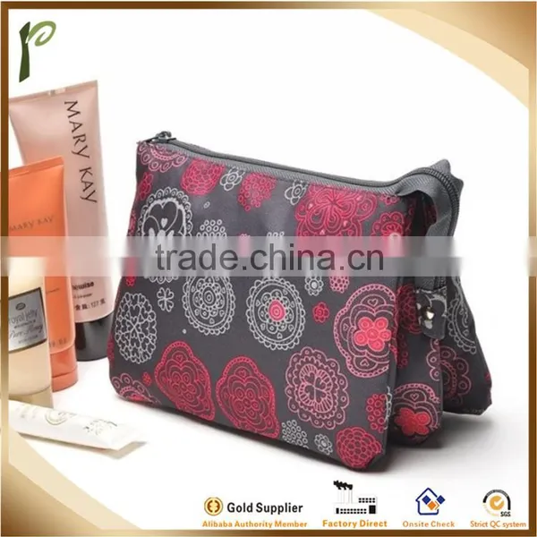 Popwide 2015 Wholesales Flower Pattern Design High Quality Cheap Polyester Cosmetic Travel Handbag photo-4