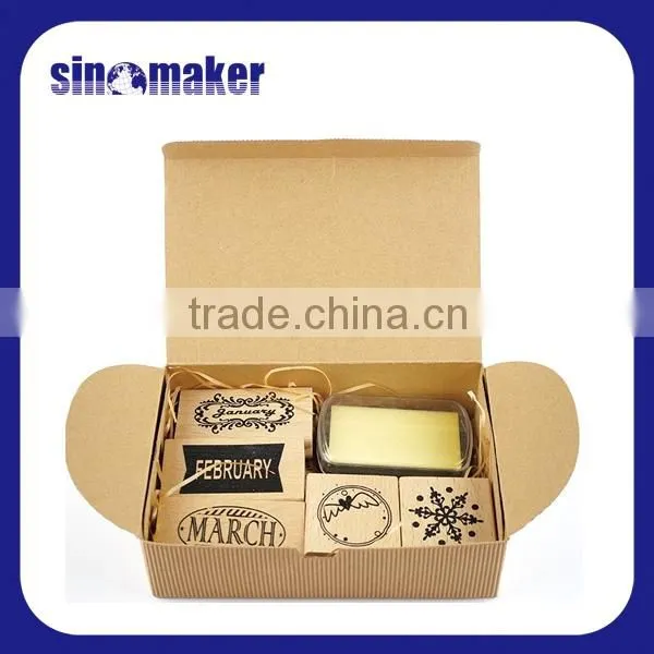 5pcs High Quality Custom DIY Rubber Wooden Stamp Set With Ink Pad photo-2