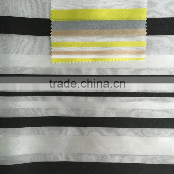Striped Printed Yarn-dyed Organza Fabric photo-2
