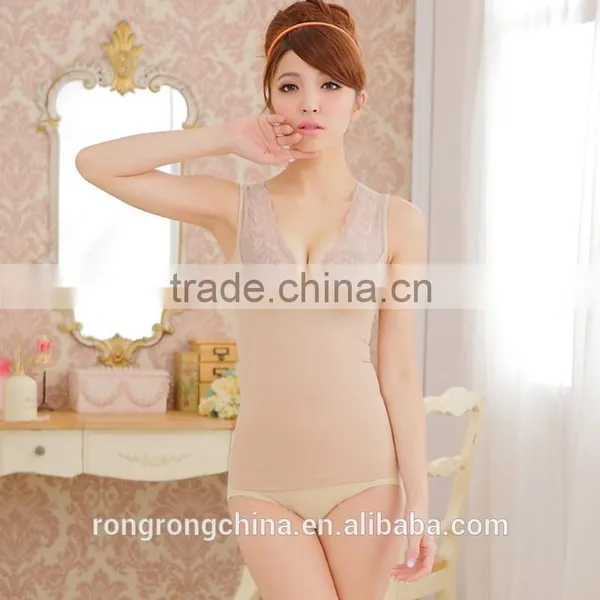 High Quality Lace Design Lady Tank Top Tummy Control V Neck Tank Top photo-2
