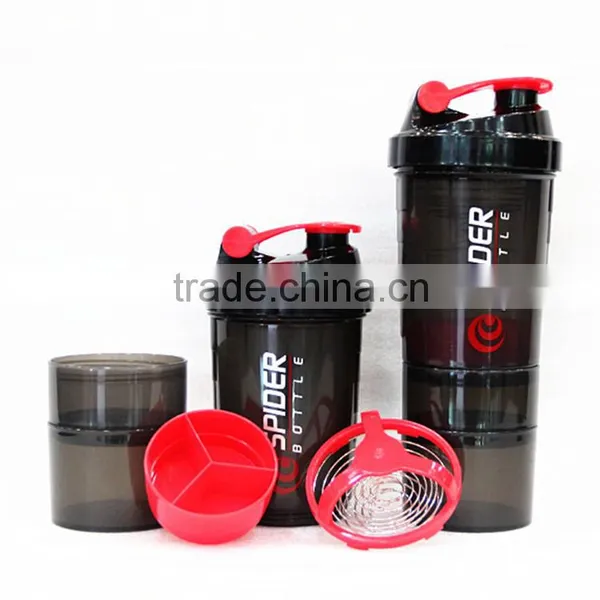 3 in 1 Sports Shake Bottle,BPA Free Plastic Protein Powder Shake Bottles With Storage Compartment / Pill Box photo-6