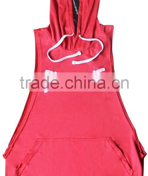 Singlets With Hoodie/gym Singlet - Mens Sleeveless Vest Hoodie Stringer Gold Gym Singlet photo-6