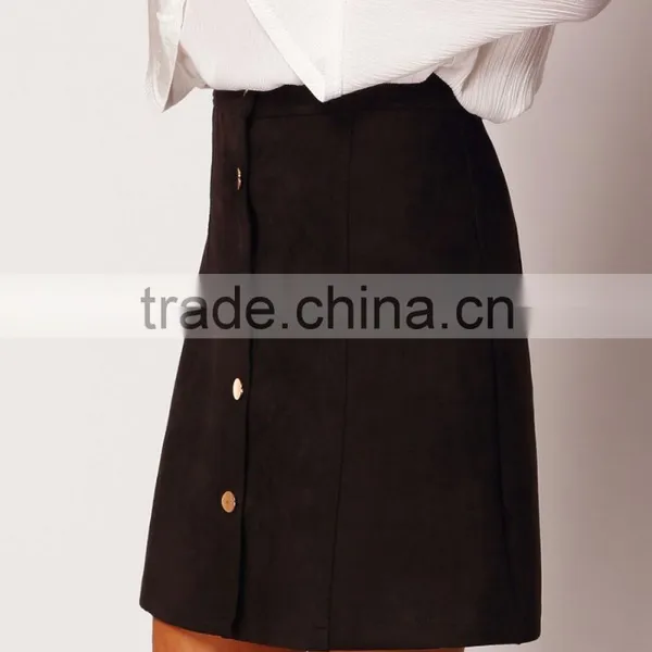 Suede Ladies Designer Skirt Suits photo-4