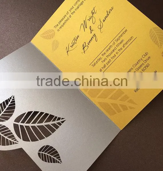 2016 Newmengxing Leaves Wedding Invitation, Laser Cut Wedding Invitation, Unique Customizable Design Quality Choice photo-2