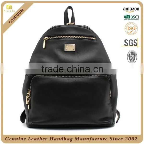Guangzhou Leather Bag Manufacturer OEM Durable Genuine Leather Backpack With Zippers photo-2