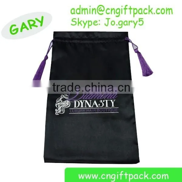 Black Tassel Hair Packaging Bags Silk Bags With Printed Logo photo-4
