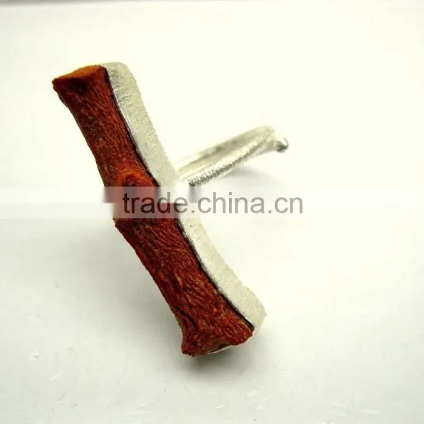 Coral Raw Natural Gemstones Ring, Matt Finish Adjustable Rings, 925 Solid Sterling Silver Coral Rings photo-4