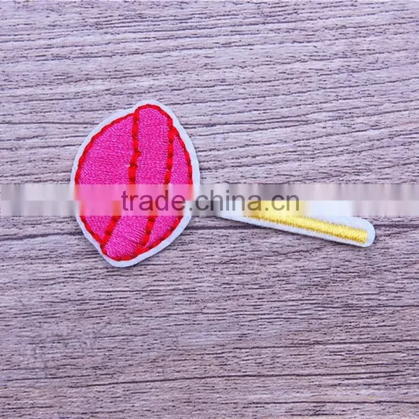 Custom Iron on Embroidery Lipstick Heat Press Polo Patches Wholesale photo-3